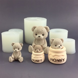 Internet Celebrant Korean Teddy Bear Honey Pot Silicone Mold Chocolate Baking Cake Aromatherapy Candle Gypsum Gum Drops
