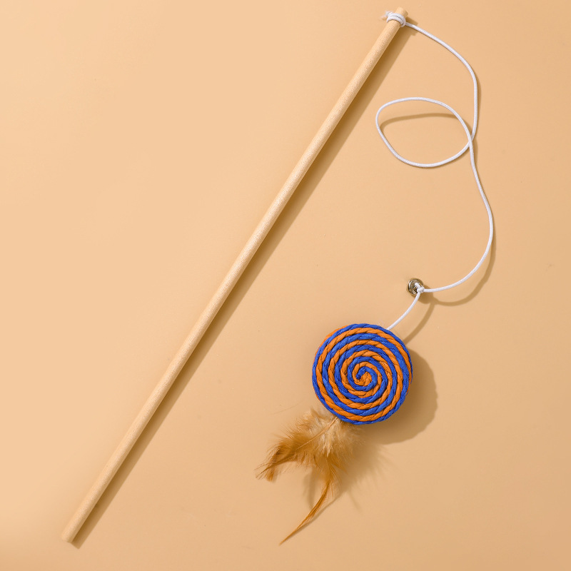 Juego de Varitas de Plumas para Gatos de Cuerda de Cáñamo Con Plumas y Cascabel para Gatos