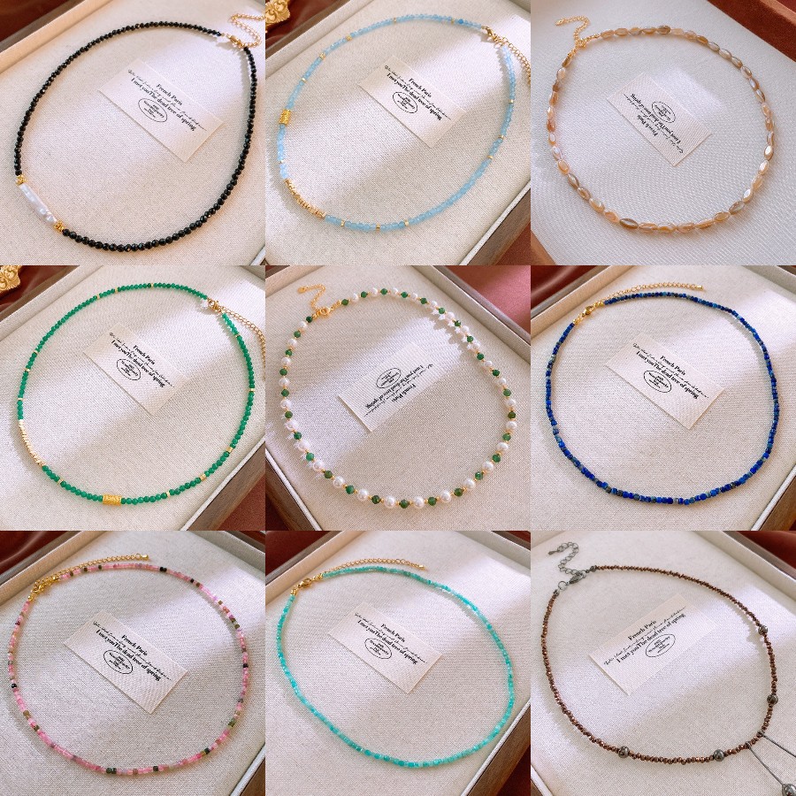 natural stone crystal pearl necklace fresh light luxury temperament clavicle chain minority all-match high sense ornament wholesale