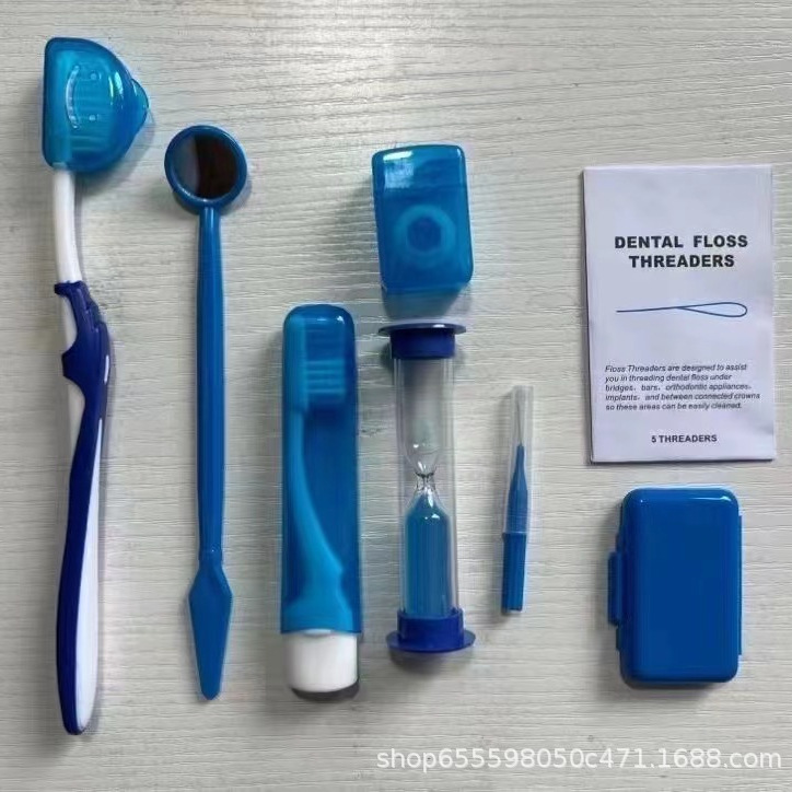 Ağız bakımı ortodontik set, ortodontik mum, ortodontik diş fırçası, diş arası fırça, diş ipi toplayıcı, sekiz parçalı set