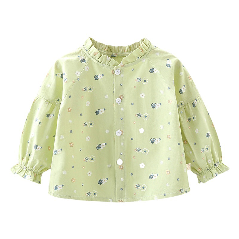 Camisa floral de manga larga para niñas, primavera y otoño 2025, nueva camisa informal para niños, estilo coreano, estilo otoñal