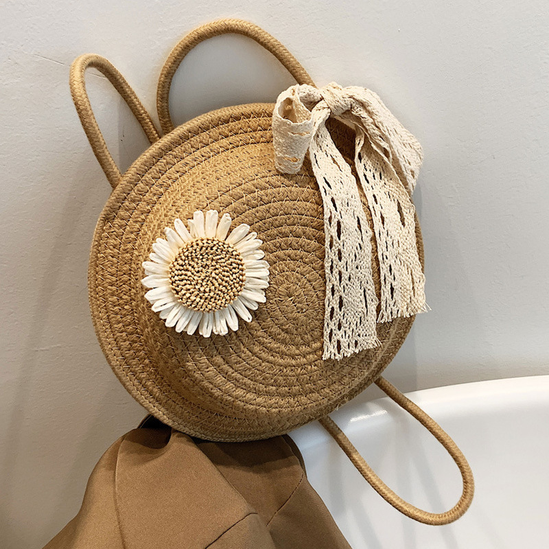 Textural Bag Women's Summer Simple New Fashionable Niche Design Straw Woven Bag All-match Woven Crossbody Small Round Bag