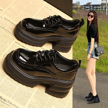 1198-2厚底增高小个子英伦风小皮鞋女2025秋季新款松糕单鞋乐福鞋
