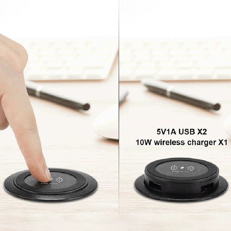 Встроенный модуль беспроводной зарядки для мебели, USB-порты, совместимо с адаптерами US/EU