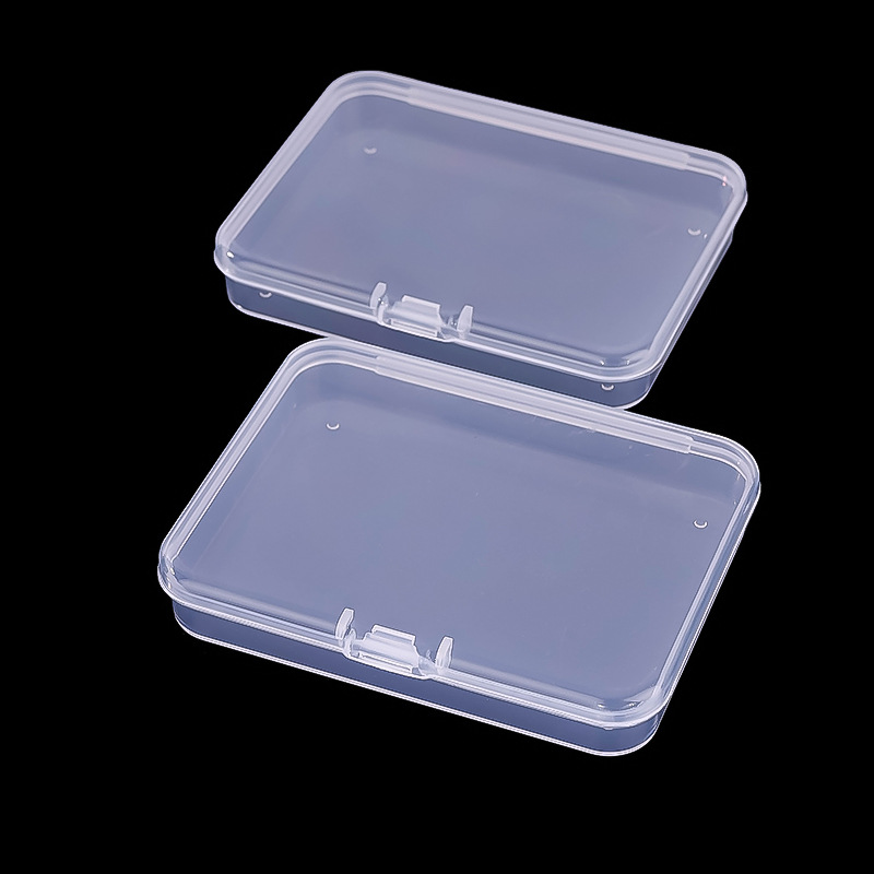Amazon Flat Box Transparent Pp Rectangular Box Nail Art Jewelry Box Card Stationery Packaging Plastic Storage Box with Lid