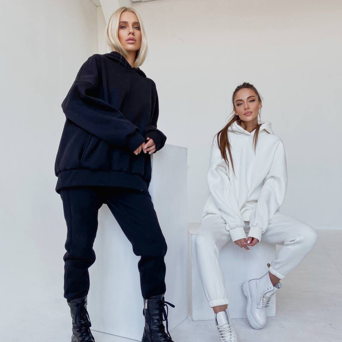 Women's Sweatshirt Suit Fleece-lined Two-piece Set For Women_voghion.com