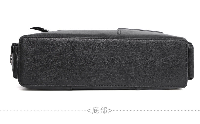 Túi xách tay nam da bò thật dung tích lớn 40×13×29 cm, đựng tài liệu và laptop 15,6 inch — Dây kéo dọc da bò màu đen, Dây kéo ngang da bò màu đen, Da cừu lớp đầu màu đen chi tiết 32