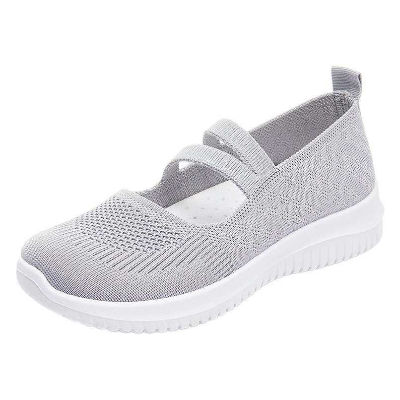 Zapatos de mujer para envío transfronterizo, zapatos de tela ligeros para verano, zapatos transpirables de punto con suela blanda, zapatos casuales para mamá.