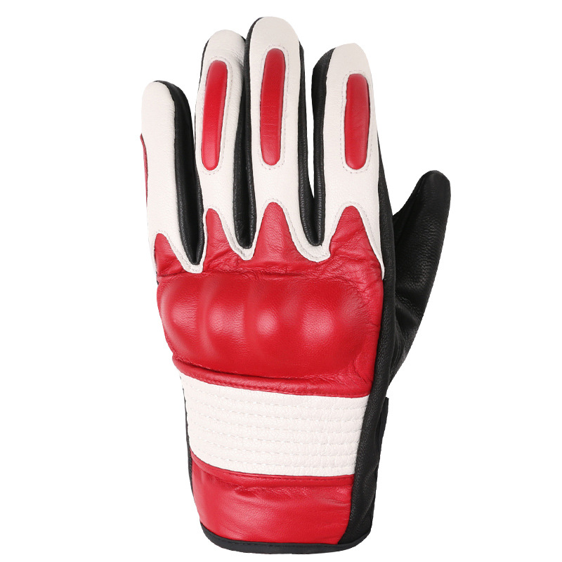 Guantes de cuero de motocicleta hombres y mujeres montando Harley piel de cabra motocicleta Caballero montando guantes de cuero de dedo completo transfronterizo