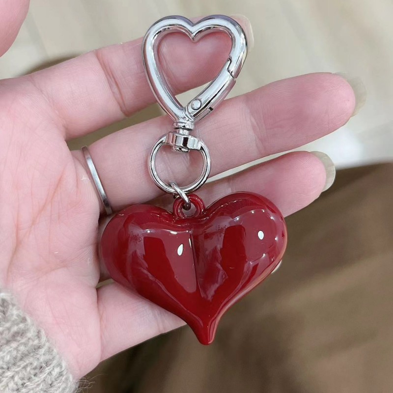26g Weight Keychain Classification 1 Piece Quantity Daily Occasion Acrylic Material Heart Shape, Bow Knot Pattern Plating Design Sweet Style 1 Piece Sweet Heart Shape Bow Knot Acrylic Plating Keychain 5