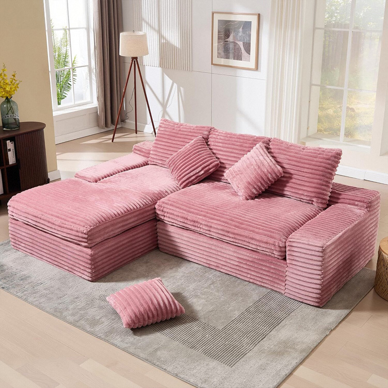 Foreign trade cross-border vacuum compressed sofa simple direct row small living room rabbit plush thick striped tofu block sofa
