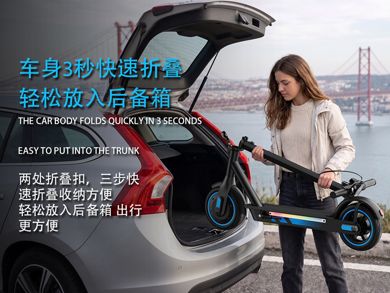 500W high-power electric scooter, foldable, long range, 10inch Guangdong factory, overseas warehouse, shipping to Europe and America for export