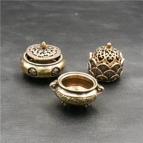 Brass old Amitabha sandalwood incense burner home furnishings antique antique collection small copperware street stall wholesale