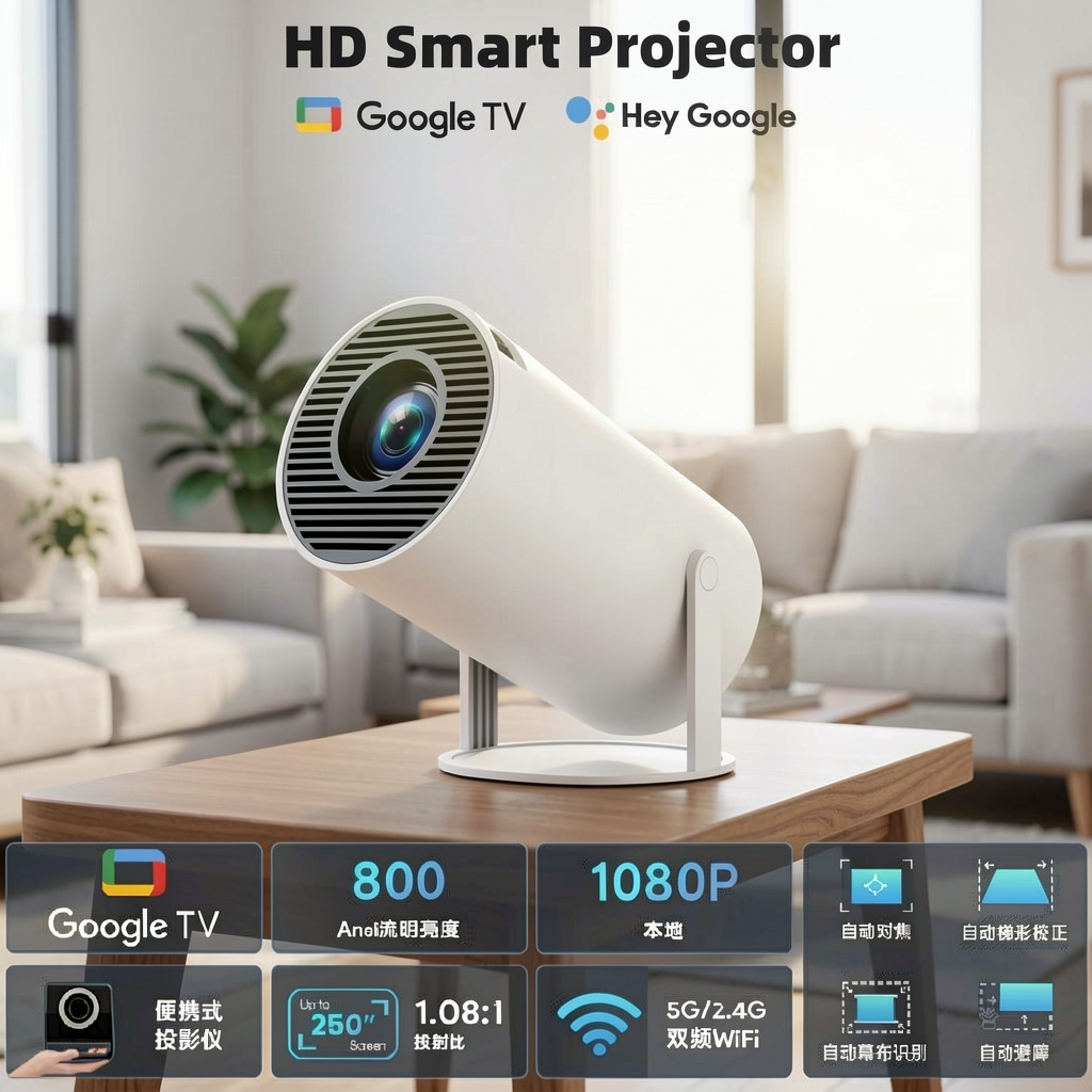 Cross-Border Exclusive Supply】Micro Wireless Mini Projector for Home Use, High-Definition Wifi Portable Mini Projector for Dormitory, Direct Projection during Daytime