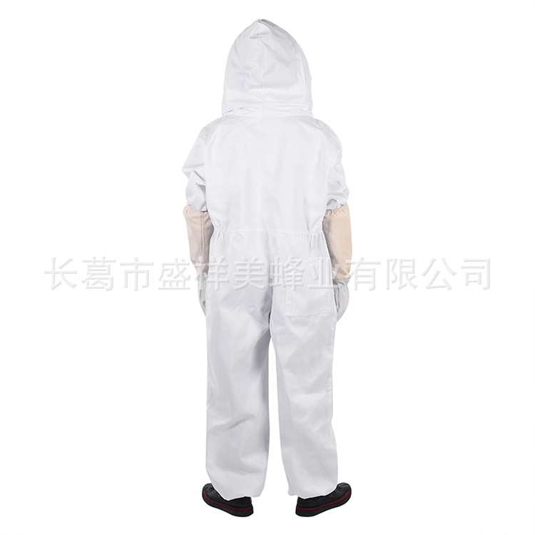 Apicultura herramienta abeja engrosada traje espacial blanco traje de abeja dividida de una pieza traje espacial blanco con traje de guantes de piel de oveja