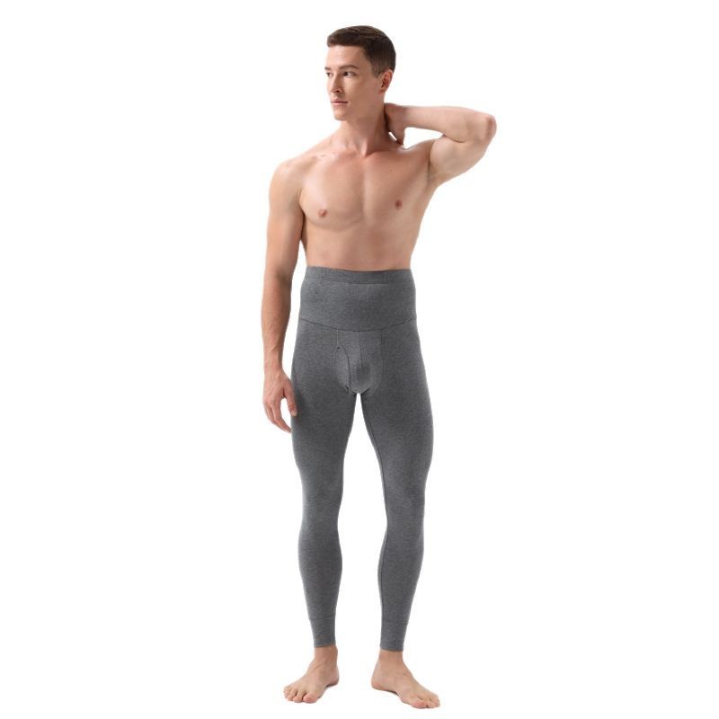 メンズハイウエスト秋用パンツ、純綿、プラスサイズ、二重層ウエスト保護、腹部コントロール、保温パンツ、伸縮性ウエスト、高弾性|undefined