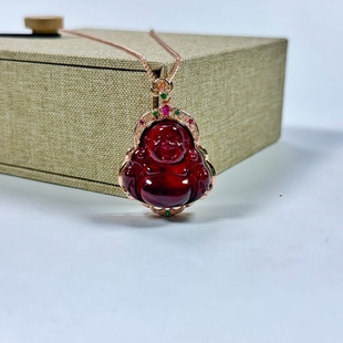 25mm Natural Burmese Blood Purple Seiko Inlaid S925 Silver Maitreya Pendant Carving Crafts Exquisite and Unweathered