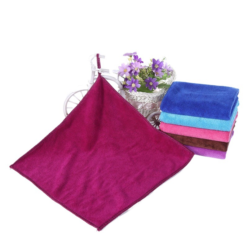 400g polyester brocade absorbent 30*30 soft square towel support embroidery logo laser printing gift packaging towel