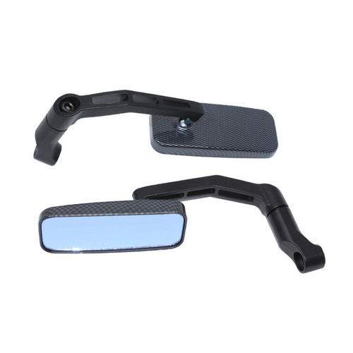 Foreign trade hot-selling motorcycle modified all-aluminum blue glass square curved rod snake pattern rearview mirror reversing mirror reflector