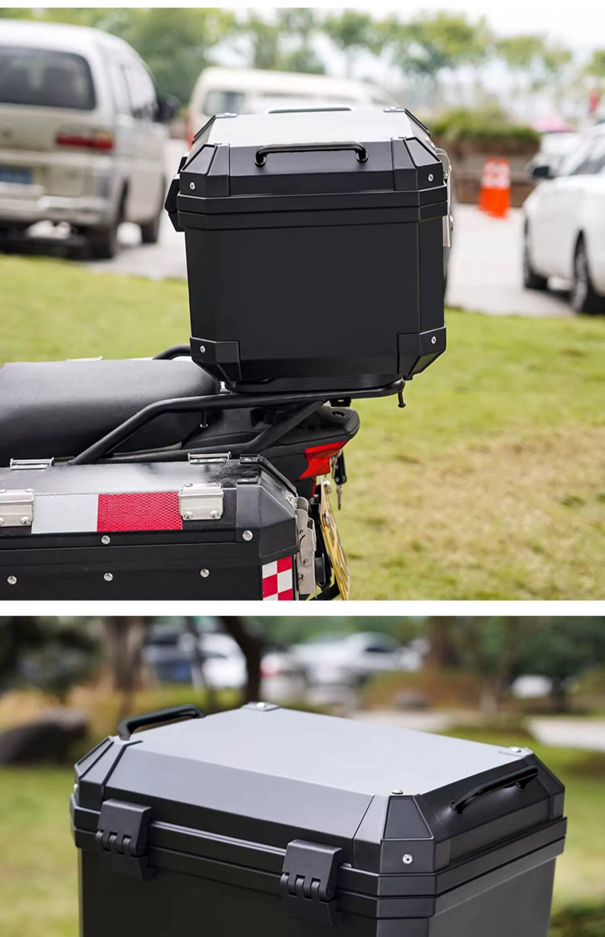 Universal motorcycle tail box, electric vehicle trunk, large storage box, waterproof and thickened delivery box for electric scooters