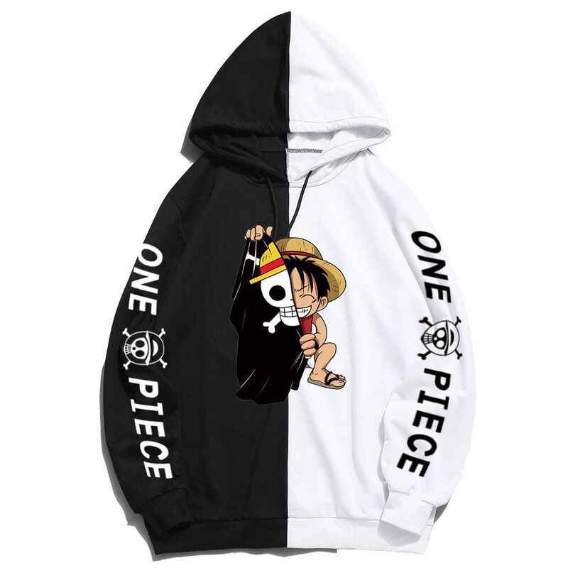 Cross-border anime one piece Luffy Printed Sweater Contrasting hoodie one piece Trendy hoodie Cross-border anime one piece Luffy Printed Sweater Contrasting hoodie one piece Trendy hoodie