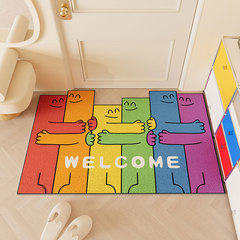 Creative cartoon silk circle entrance floor mat entrance door floor mat dust-repellent and stain-resistant foot mat anti-slip home carpet