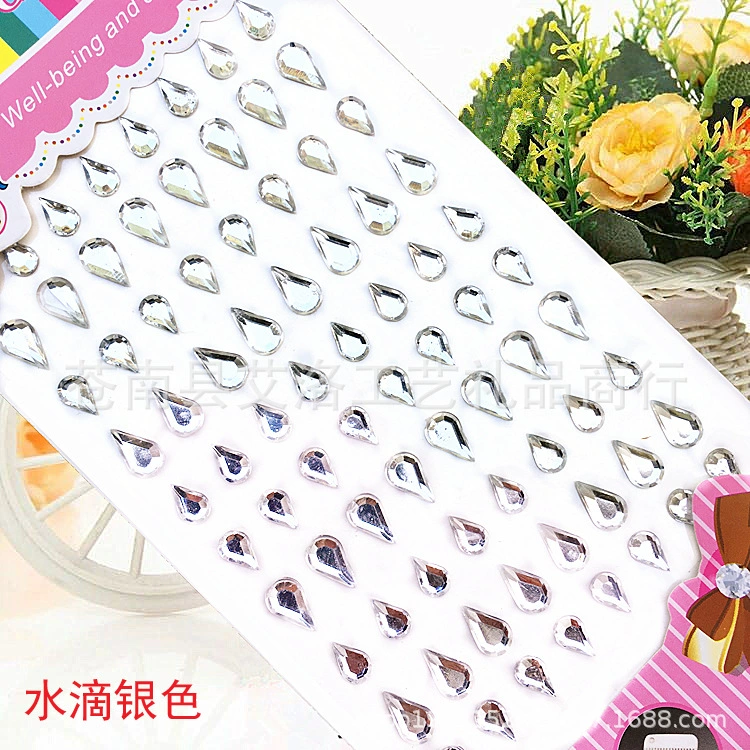 Crystal Patch Acrylic Gem Stickers, Plum Blossom & Heart Designs, 18 × 8.5 cm