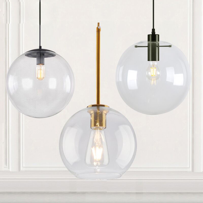Nordic simple glass ball chandelier restaurant Bar shop bubble decoration single round lampshade art hanging lamps