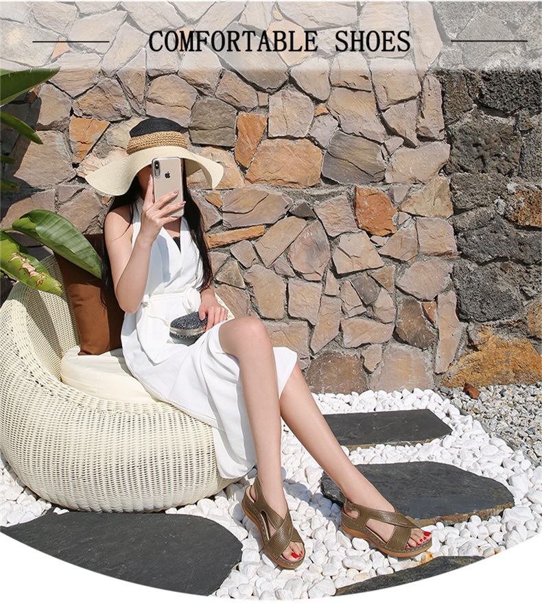 Retro Bohemian Wedge Sandals