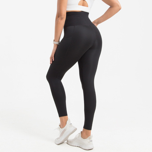 Amazon Yoga Pants Pocket Plus Size Tummy Control Barbie Pants High Waist Sports Tight Breasted Yoga Shaping Pants High Elasticity