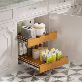 跨境厨房柜橱置物架可伸缩餐具收纳架餐具碗盘整理架锅具调料架