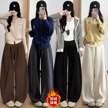 孕妇裤秋冬季加绒灯芯绒休闲阔腿裤新款显瘦糯米弯刀裤