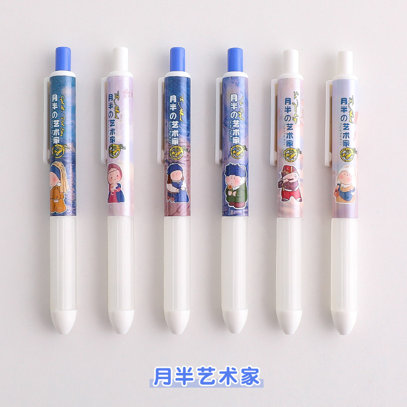 Lindo DE LA Historieta del color del caramelo de empuje pluma estudiante de gran capacidad de gel pluma de oficina firma pluma negro pluma al por mayor