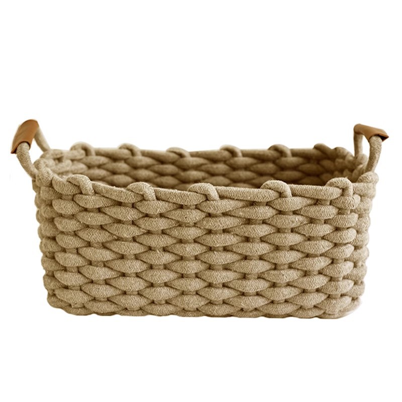 Cesta de almacenamiento tejida a mano personalizada cesta de almacenamiento de cuerda de papel caja de almacenamiento de entrada cesta de madera caja de almacenamiento de bocadillos cesta doméstica