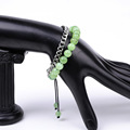 欧美外贸新款手饰8mm虎眼石绿色玛瑙寿山石链条复古编织手链
