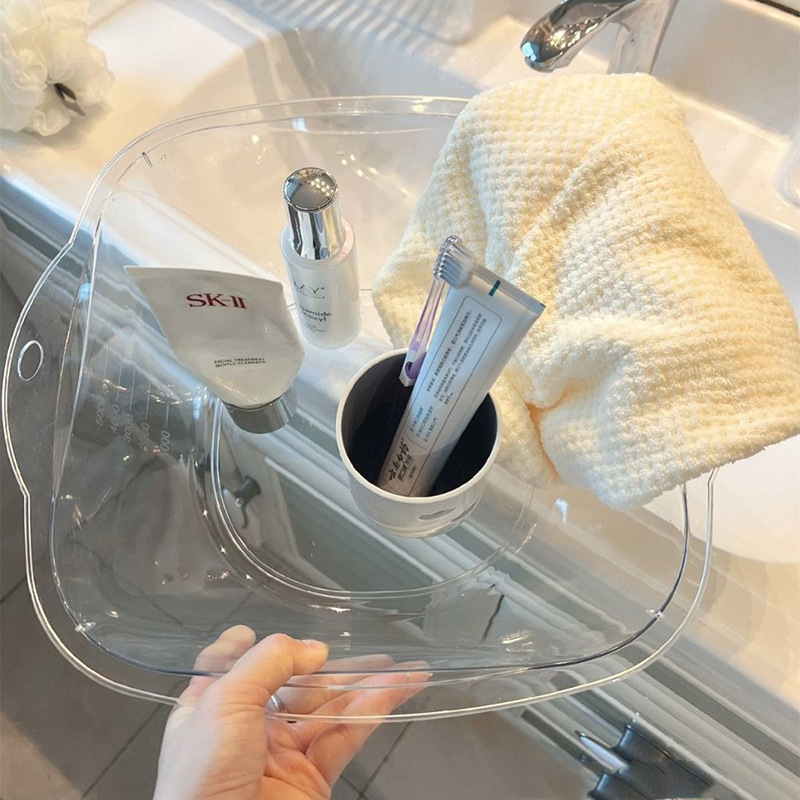 Transparent Washbasin for Home Girls with Good Looks, Square Barber Shop Hair Dye Cream, Beauty Salon Care, High-End Small Basin