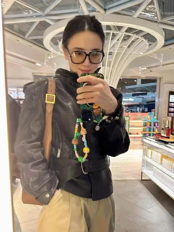 2025年秋冬YS*新款宋佳同款小绵羊皮腰间系带立领宽肩皮衣外套女|undefined