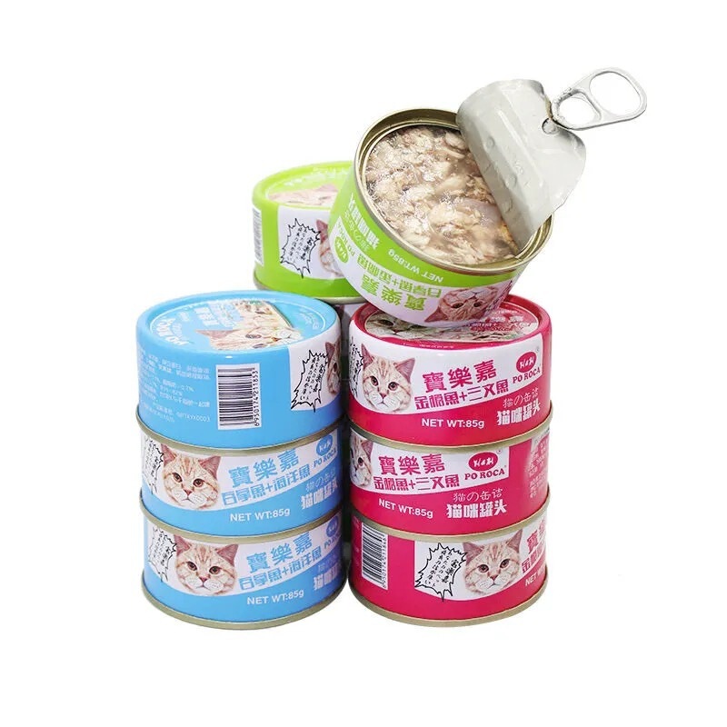 Baolejia Cat Canned Food Colorful Cans White Meat Cat Canned Food 85g Cat Snacks for Adult and Young Cats Pet Wet Food