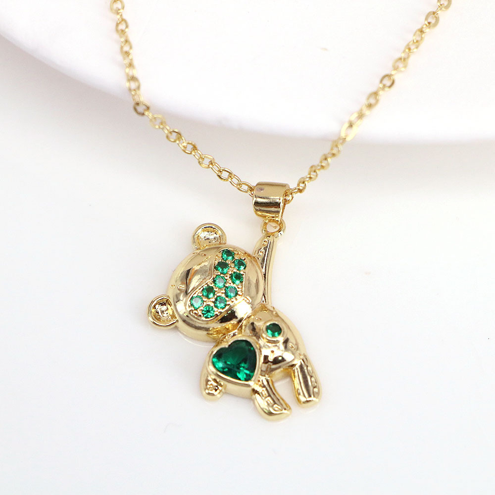 Fashion Bear Copper Necklace Zircon Copper Necklaces