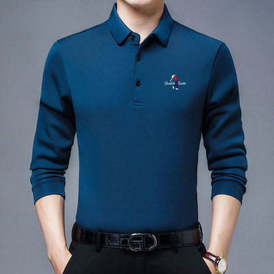 Direct from the manufacturer: Men's long-sleeve T-shirt, popular autumn fashion, simple printed turn-down collar T-shirt, men's base shirt top Direct from the manufacturer: Men's long-sleeve T-shirt, popular autumn fashion, simple printed turn-down collar T-shirt, men's base shirt top