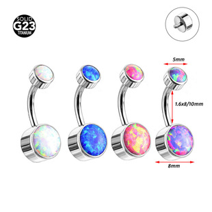 G23 titanium inner dental bag inlaid with Aobao navel nail cylindrical navel ring umbilical ornaments titanium alloy puncture jewelry Amazon puncture