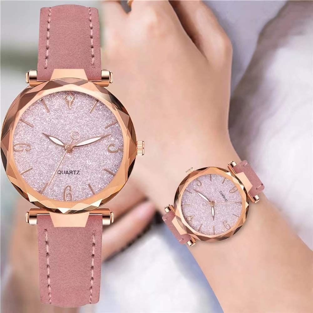 Cross-border popular student digital surface frosted belt women's watch two-piece set five-pointed star bracelet suit women's quartz watch
