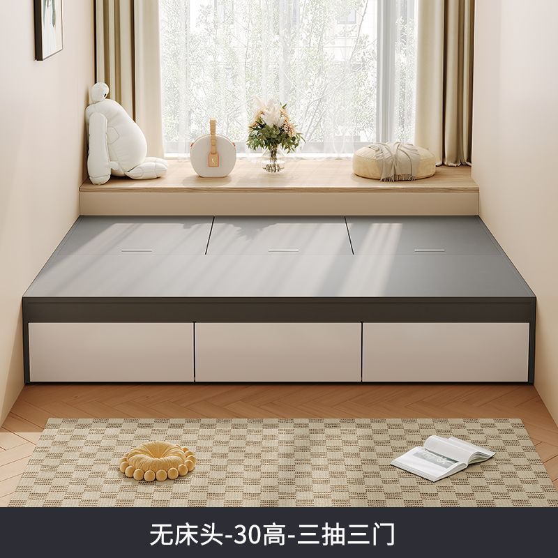实木榻榻米床小户型高箱储物环保卧室双人床现代简约收纳单人床|undefined