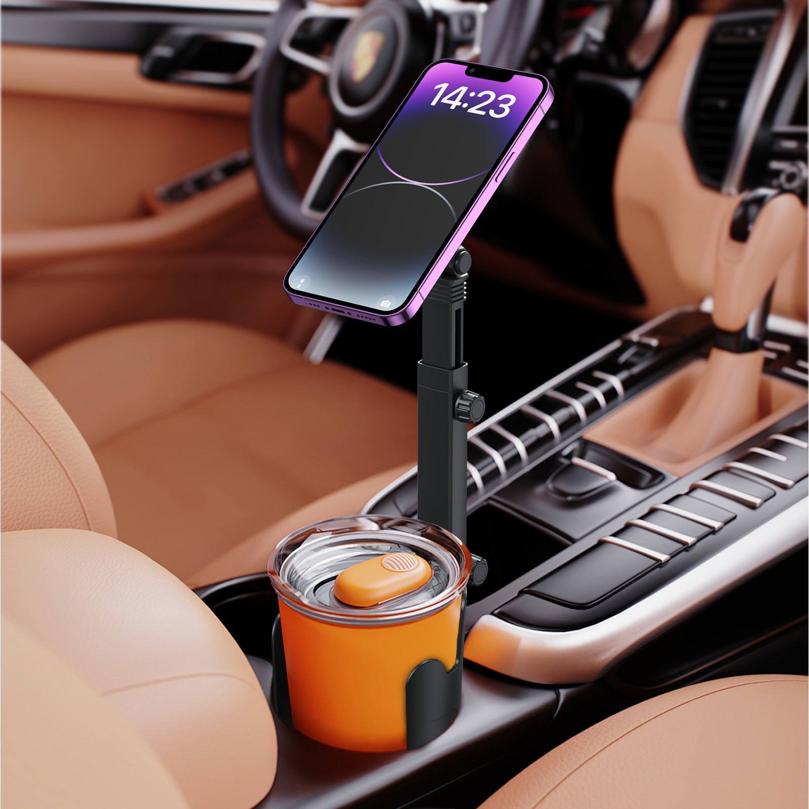Car-Mounted 360-Degree Rotating Mobile Phone Holder Dual-Purpose Multi-Functional Water Cup Holder Magnetic Navigation Mobile Phone Holder