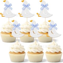バカガチョウをテーマにしたケーキインサート、パーティーベーキングケーキインサート、誕生日パーティーテーブルセンターピース、小さな旗