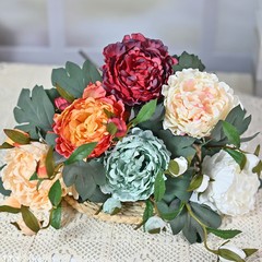 Factory direct sale cross-border European style simulated single stem peony flower core peony wedding decoration photography prop silk flower