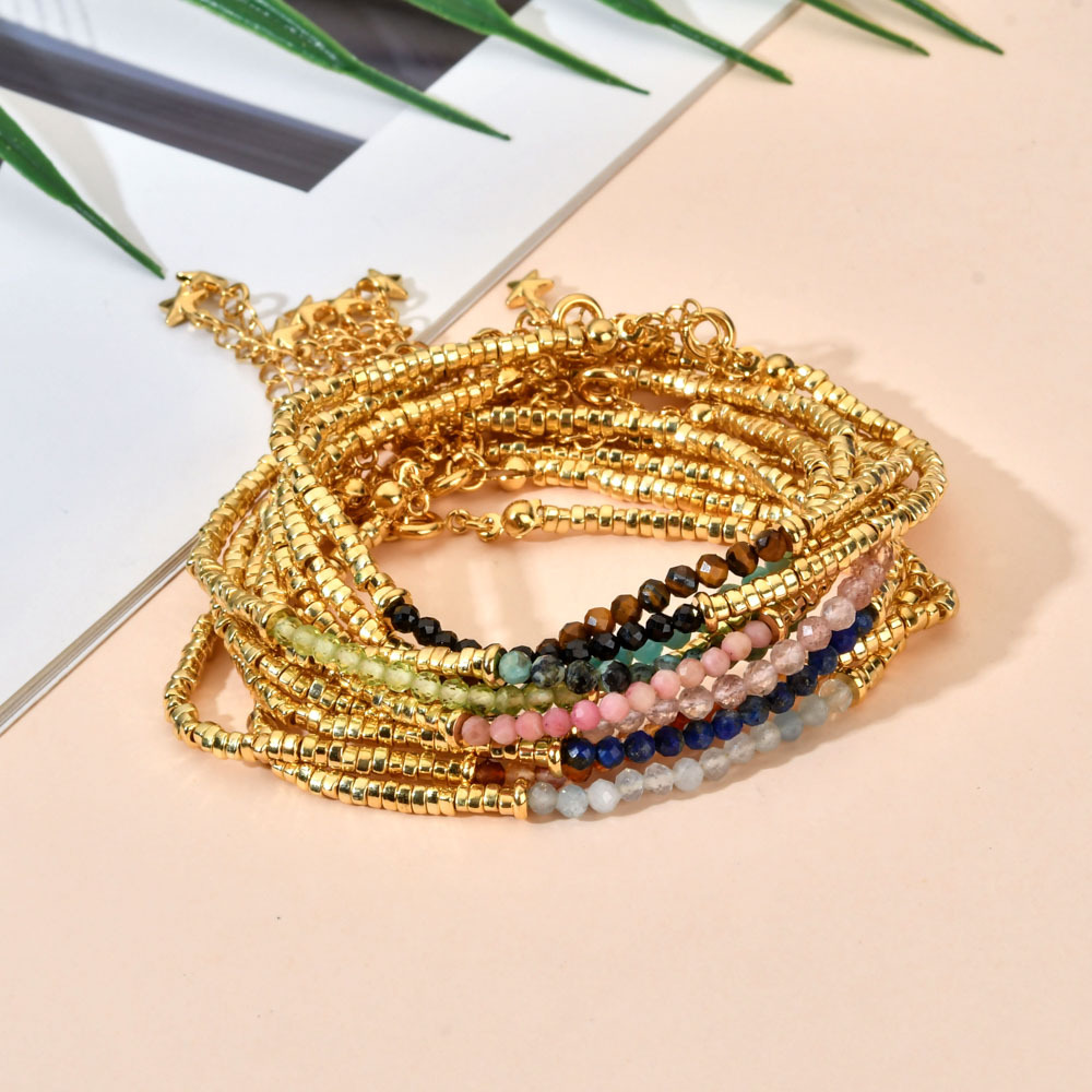 Ethnic Style Color Block Natural Stone Beaded Plating Bracelets display picture 5