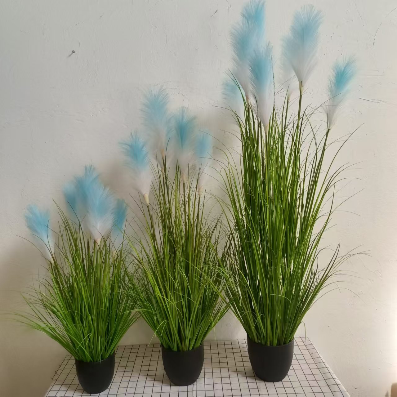 Plantas de caña artificiales verdes falsas plantas de césped decoración doméstica césped accesorios de fotografía decoración de suelo bonsai flores interior image 6