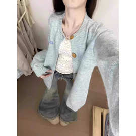 日系甜美毛衣开衫外套女秋季2025新款超好看宽松慵懒风针织衫上衣