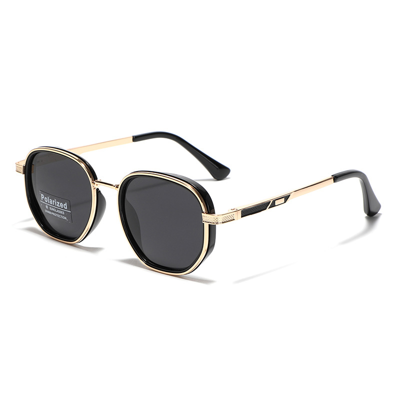 Xunge Glasses Tr90 Material Tac Polarized Sunglasses for Men, Driver's Glasses, Round Semi-Metal Sunglasses for Women